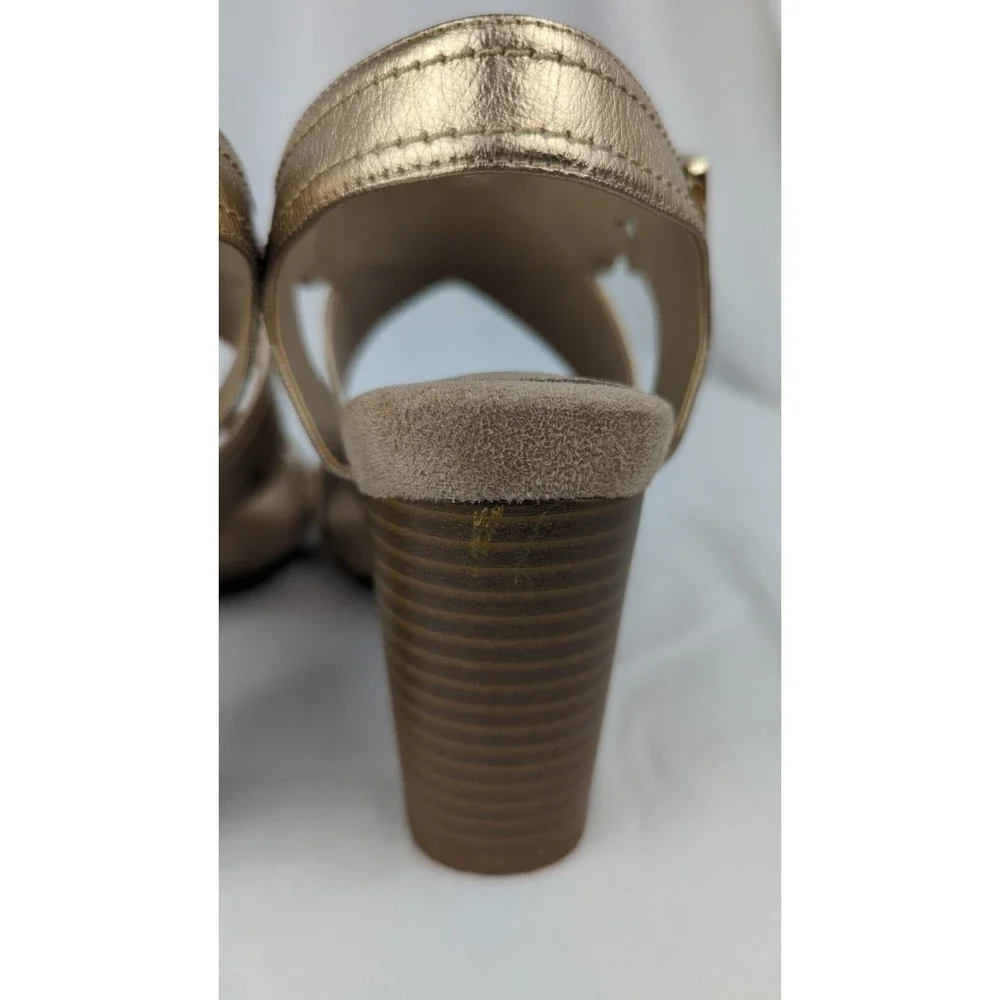 Giani Bernini Pumps Heels Gold Metallic Cross Strap Memory Foam 7.5